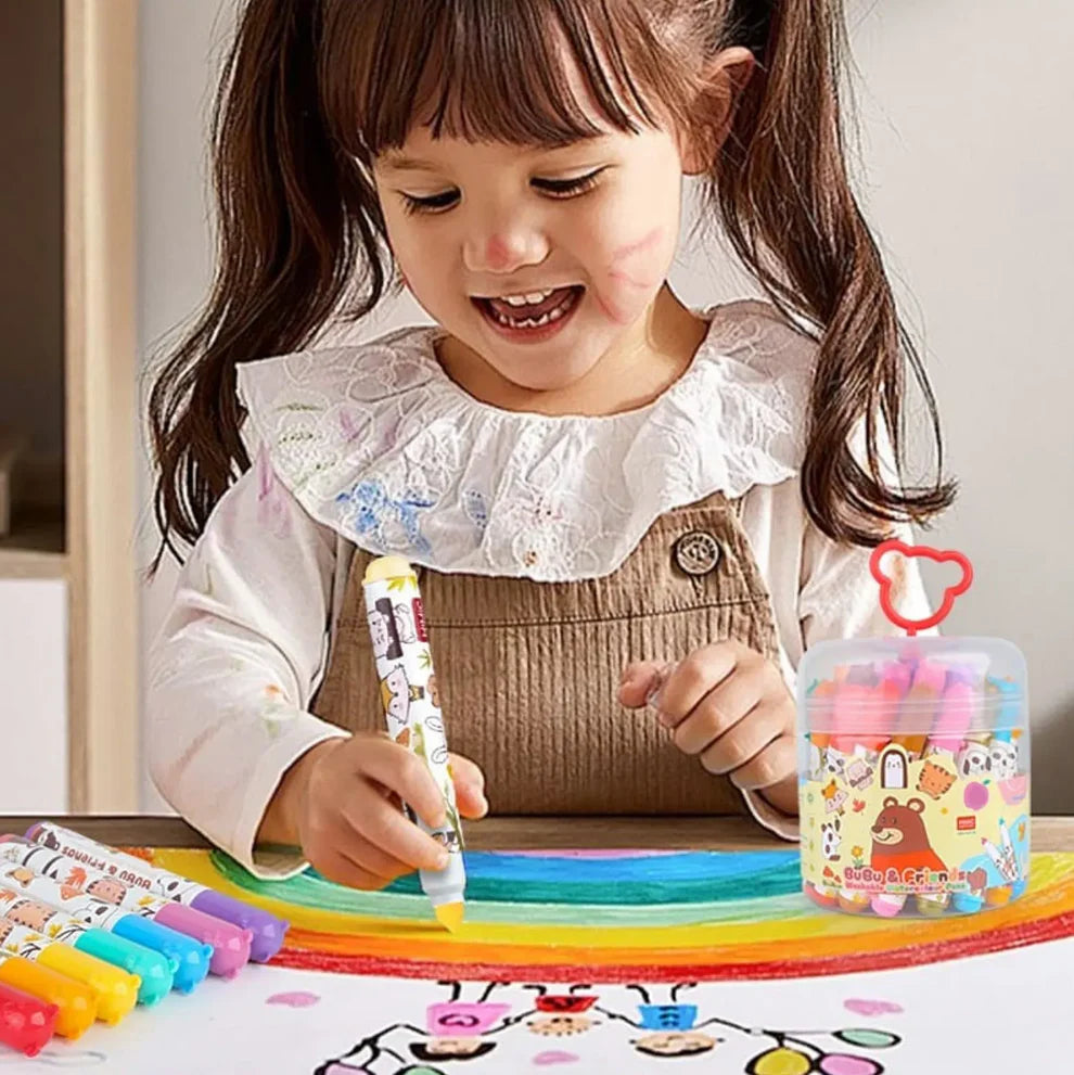 24 Colors Washable Watercolour Marker Set – Kids Painting Brush Pens