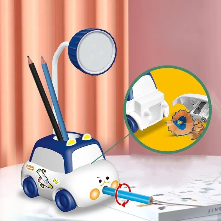 Car shape mini desk lamp, sharpener & mobile holder