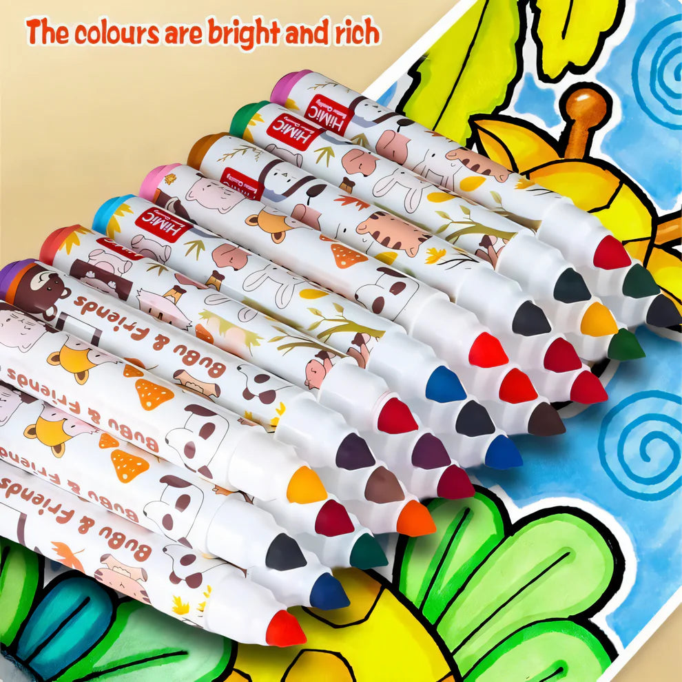 24 Colors Washable Watercolour Marker Set – Kids Painting Brush Pens