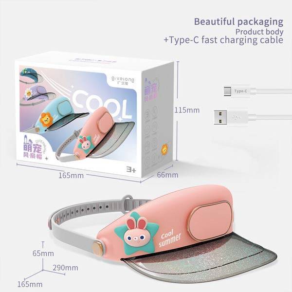 Cute pet fan hat ( Usb C type charging)