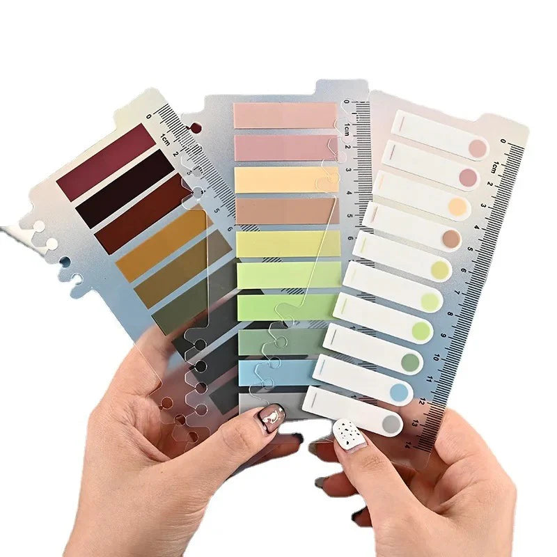 Aesthetic Sticky Notes with Ruler – 10 Color Tabs