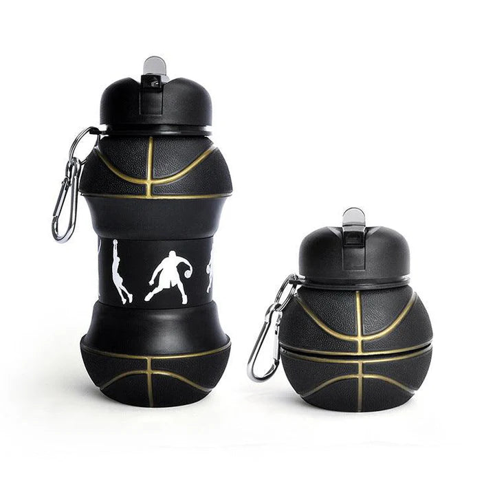 Sports Theme Collapsible Water Bottle – Silicone Foldable Bottle for Kids