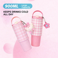 🌸 Aesthetic Insulated Tumbler Bottle with Handle 750ml