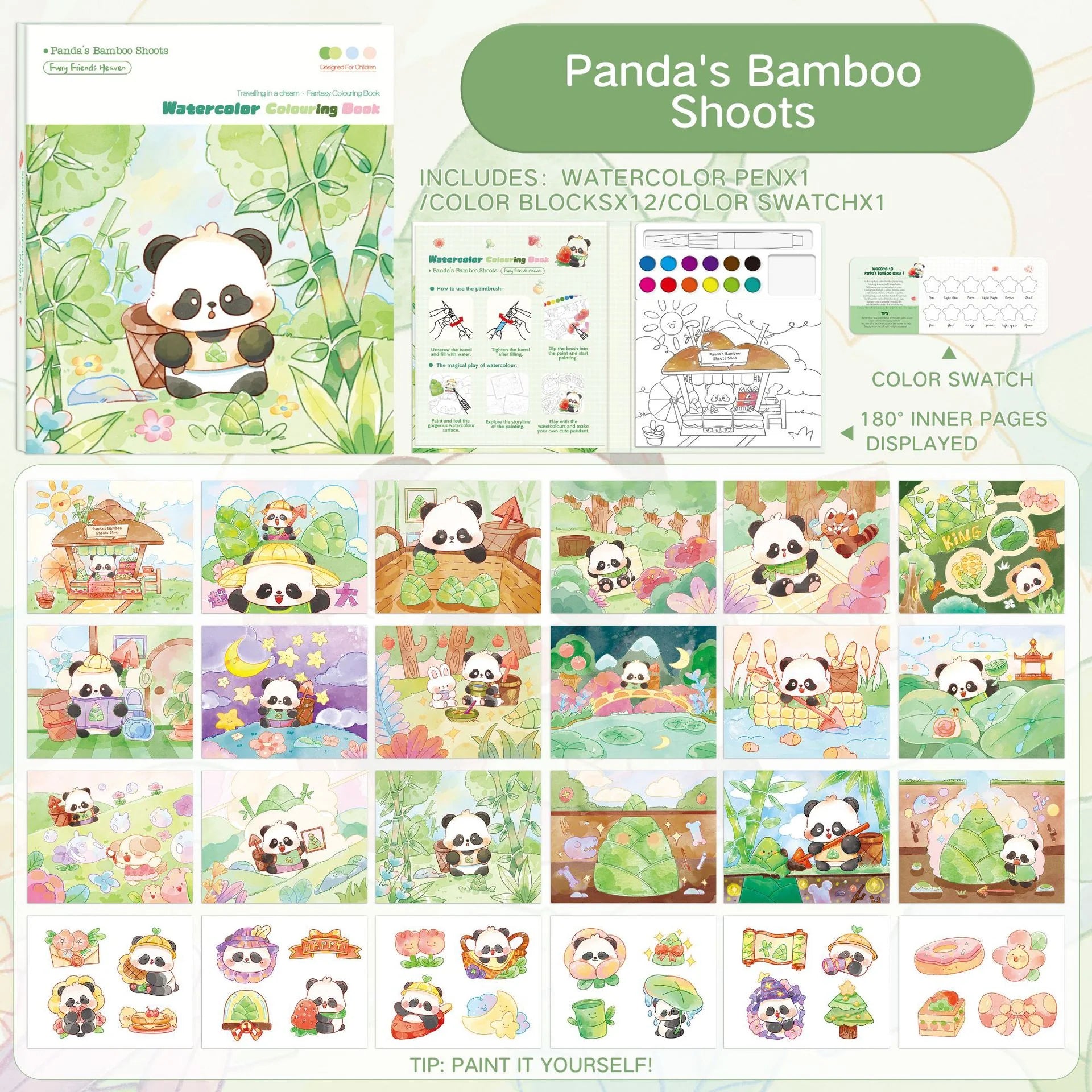 Watercolor Painting Book Set for Kids