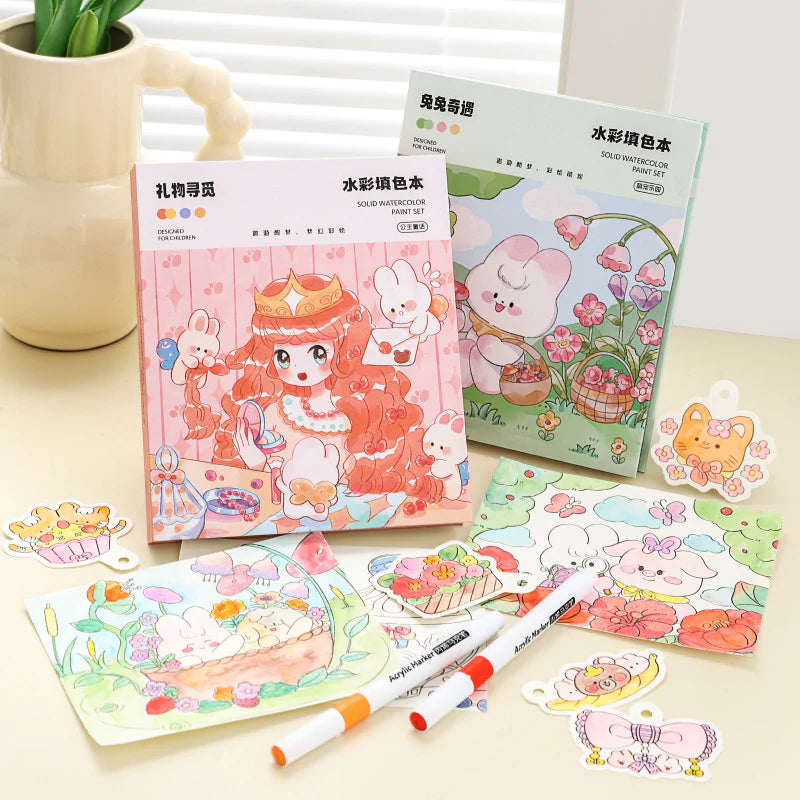Watercolor Painting Book Set for Kids