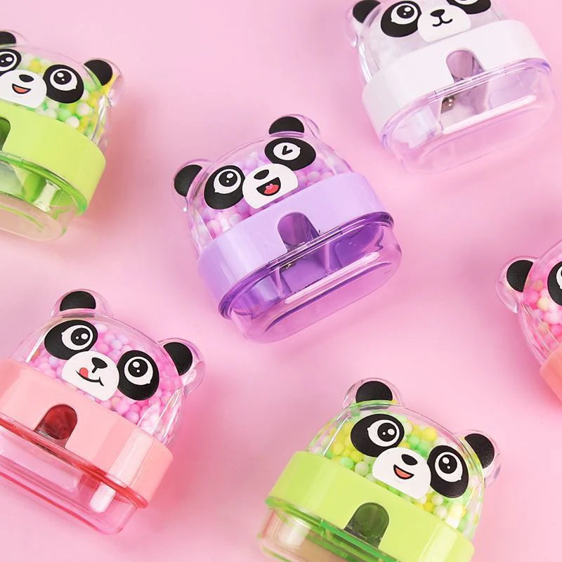 Cute Panda Pencil Sharpener with Shavings Container