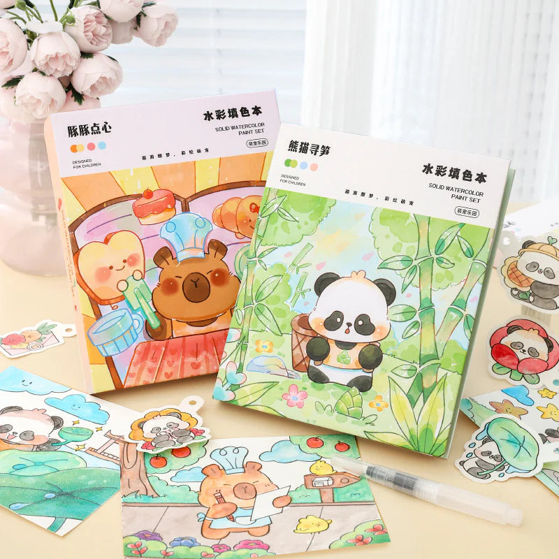 Watercolor Painting Book Set for Kids