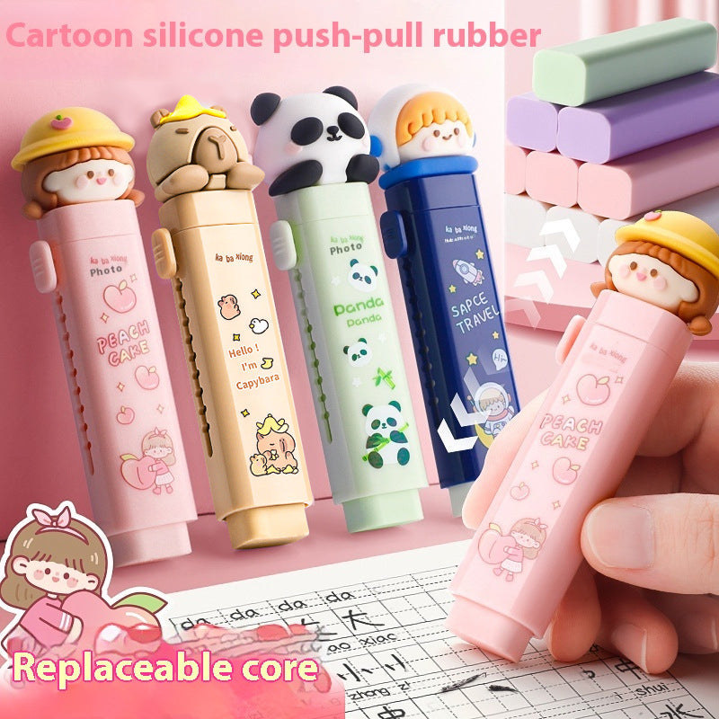 Cartoon Push Pull Sliding Retractable Eraser