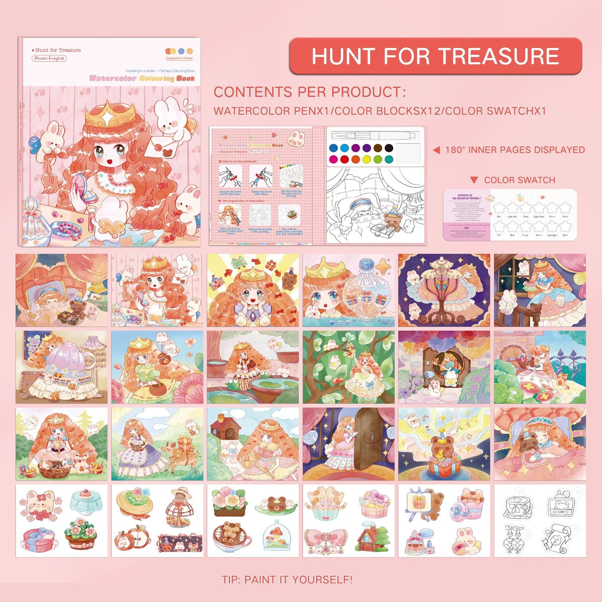 Watercolor Painting Book Set for Kids