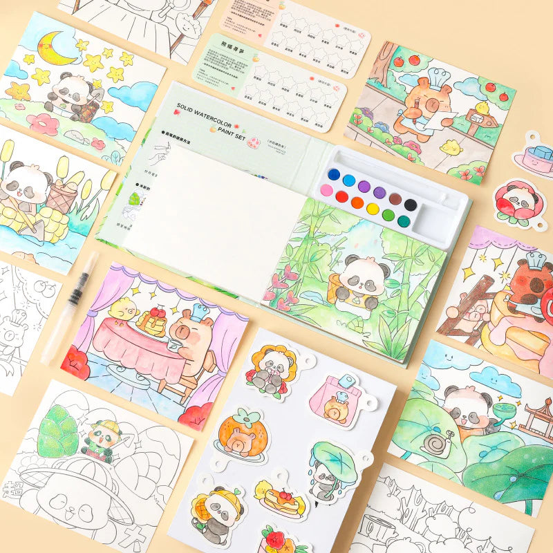 Watercolor Painting Book Set for Kids
