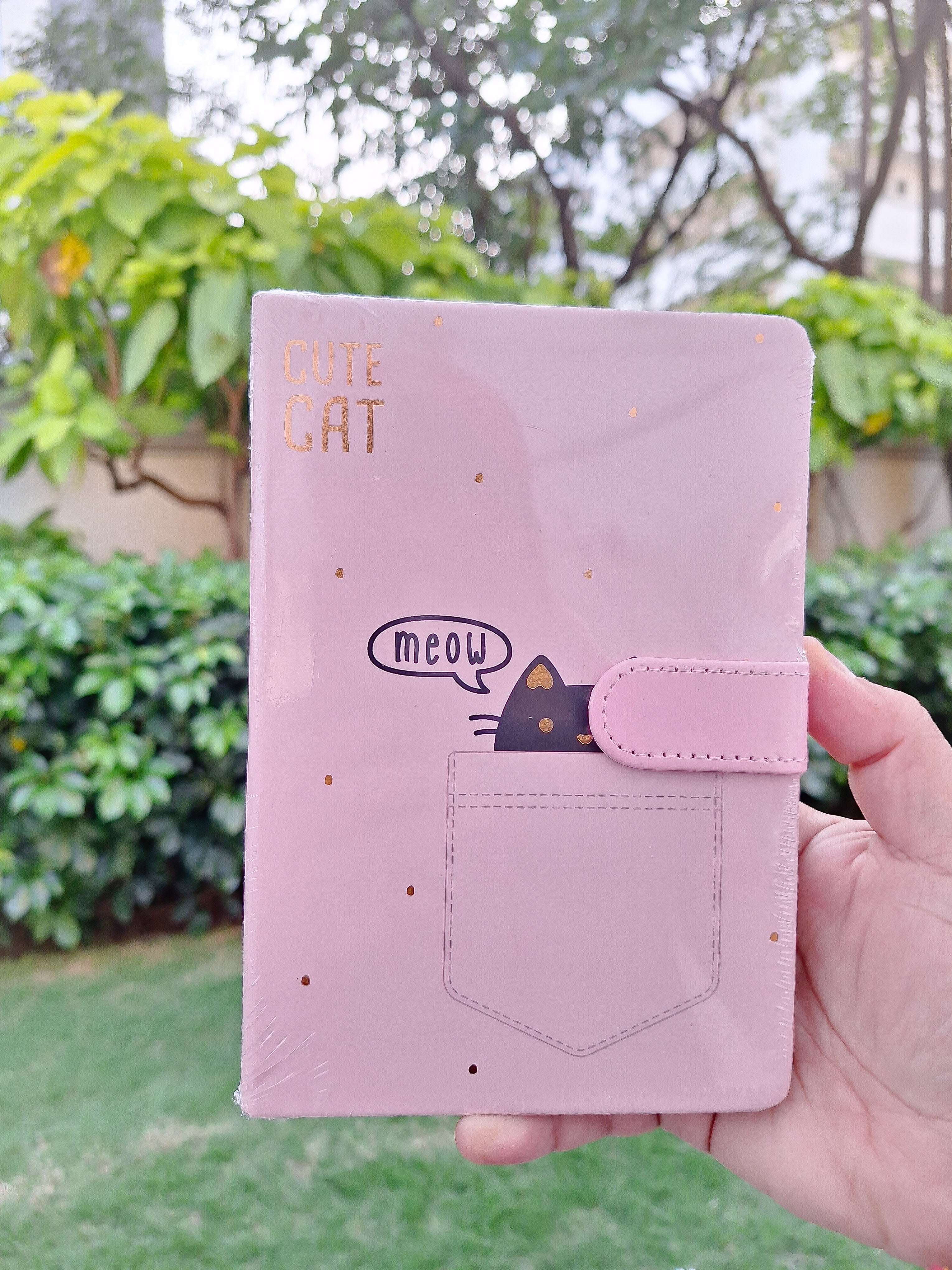 Cute meow Note book with magnetic lock