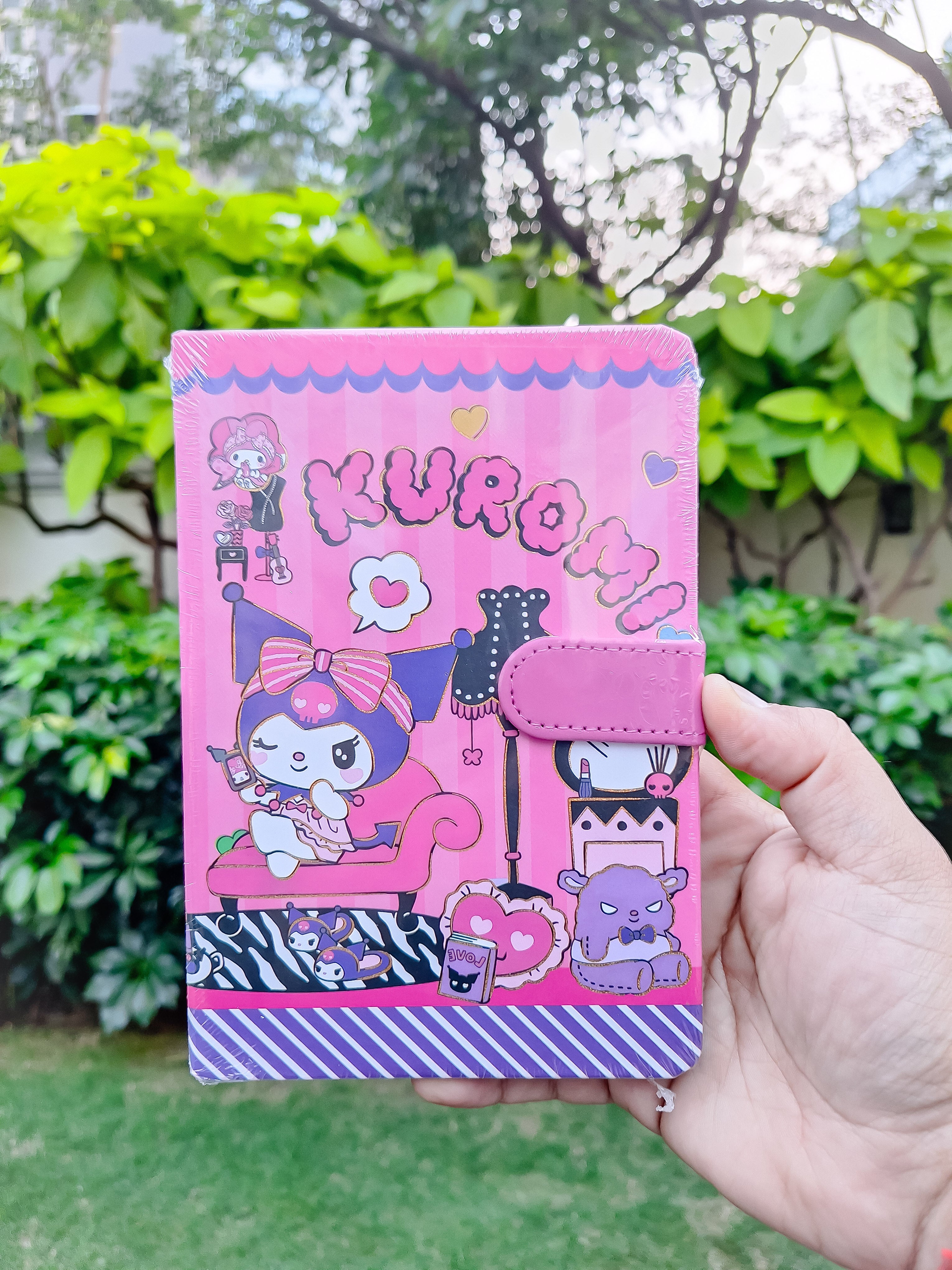 Kuromi themed Magnetic lock Notebook