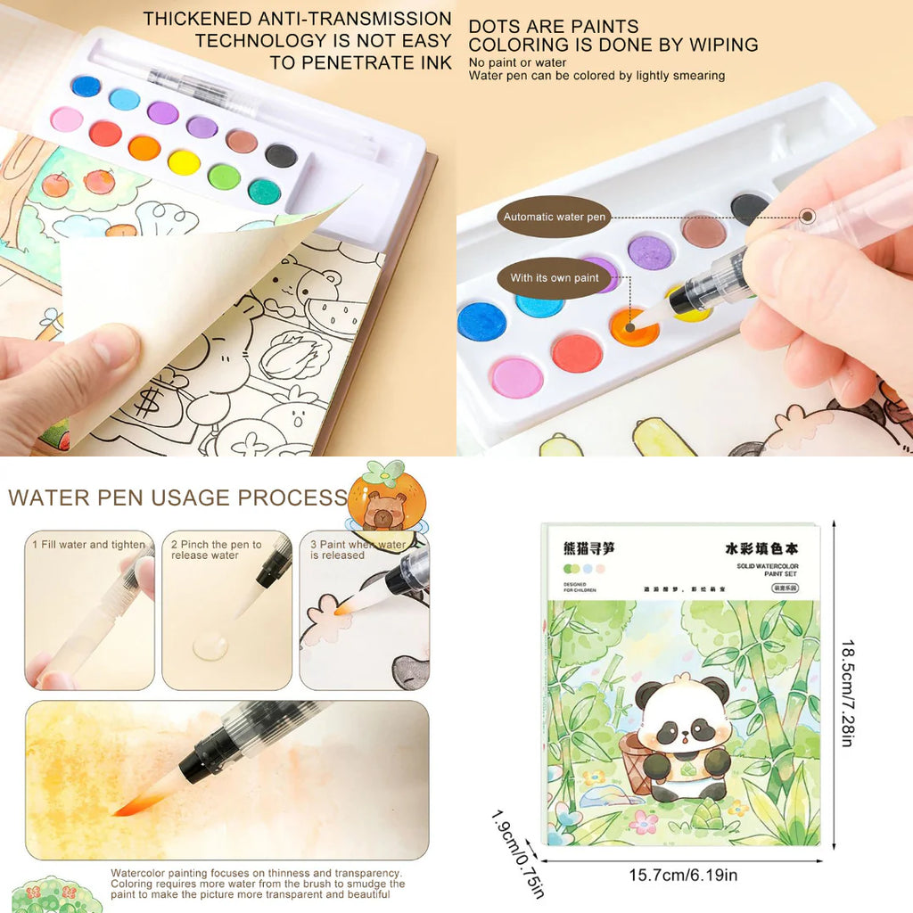 Watercolor Painting Book Set for Kids
