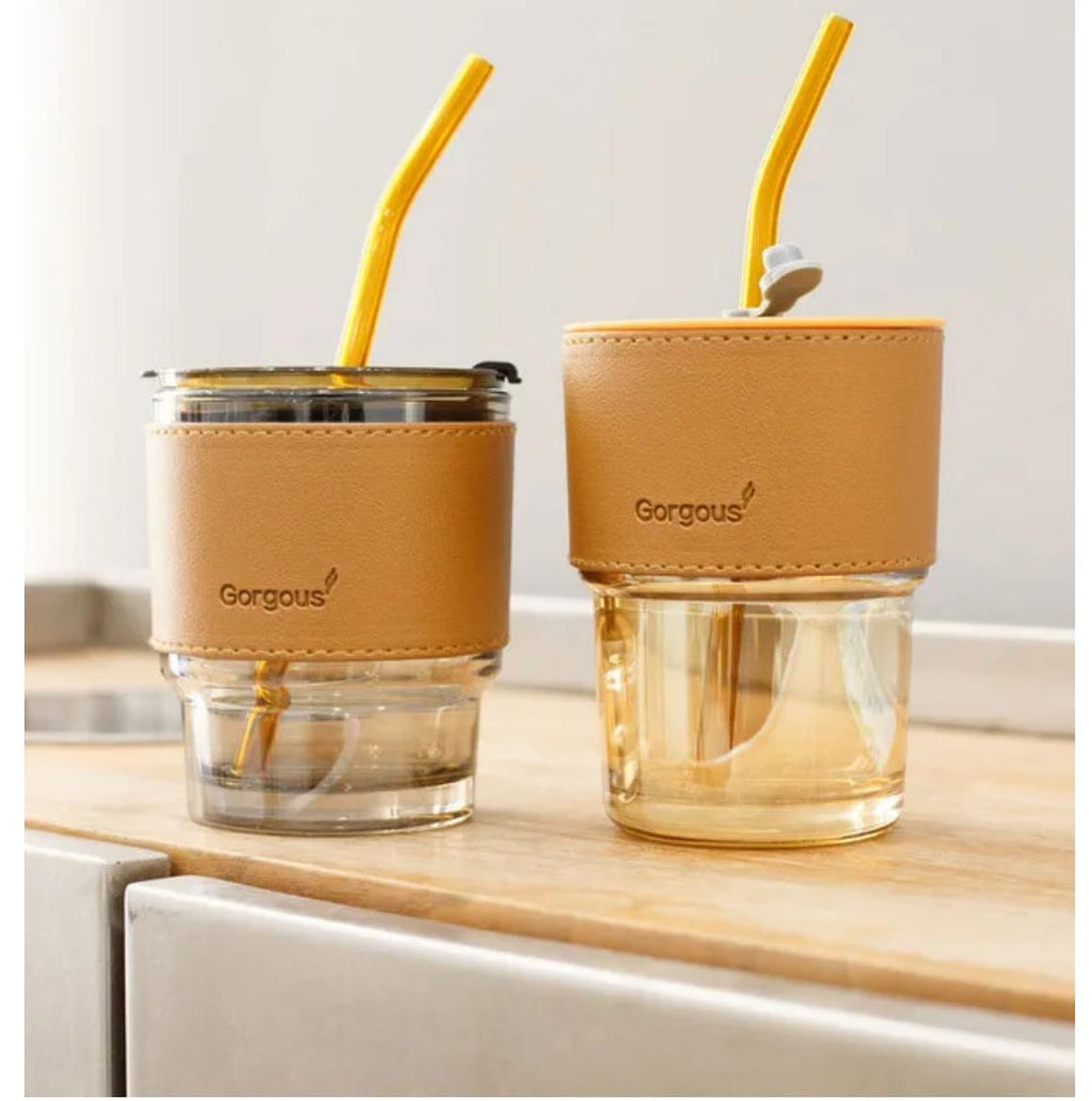 Mini vaccum sealed glass tumbler with glass straw