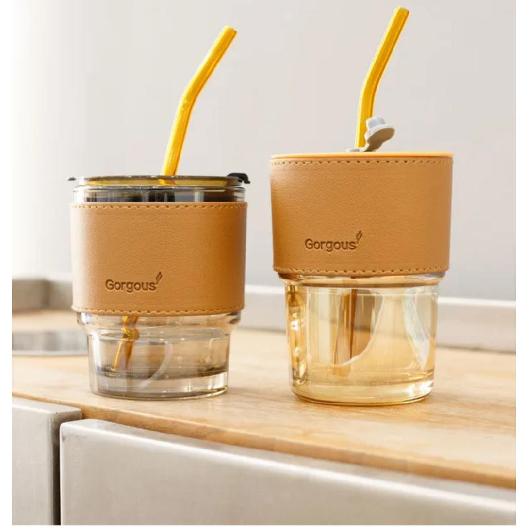 Mini vaccum sealed glass tumbler with glass straw