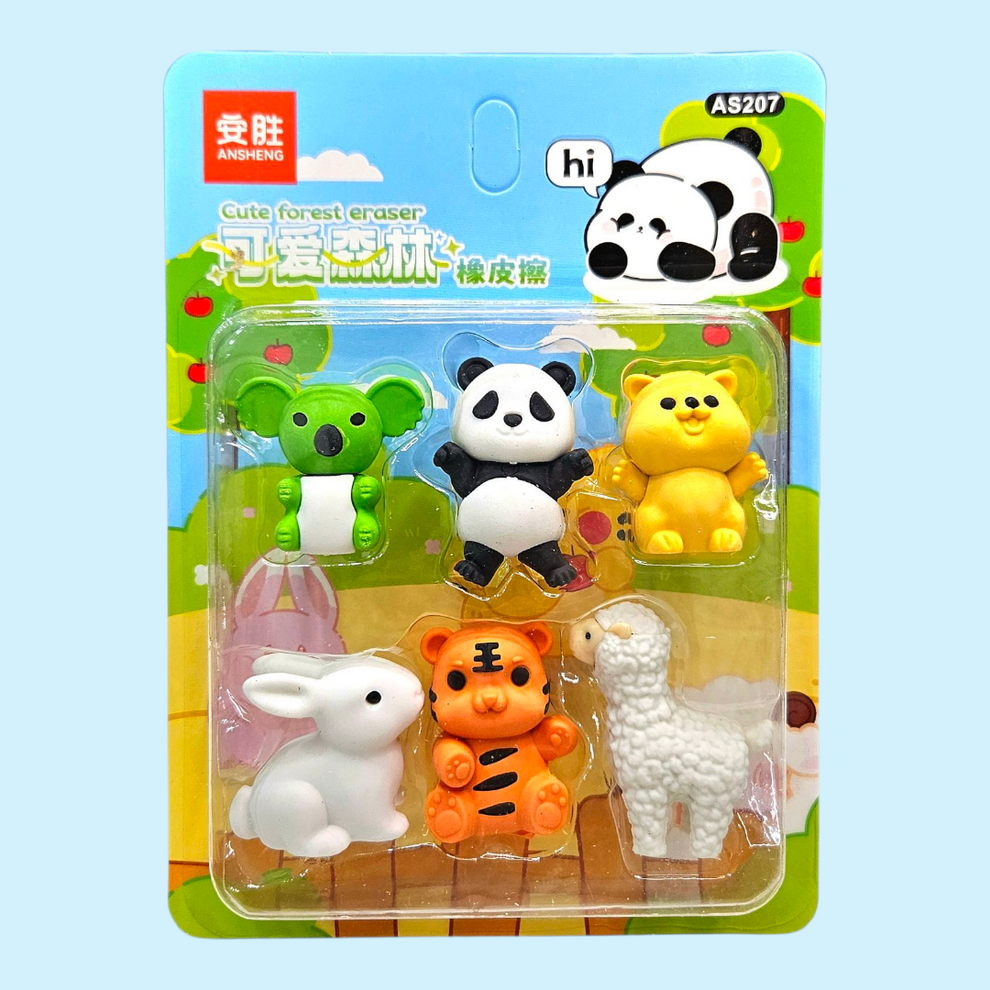 Cute forest Animal eraser pack of 6