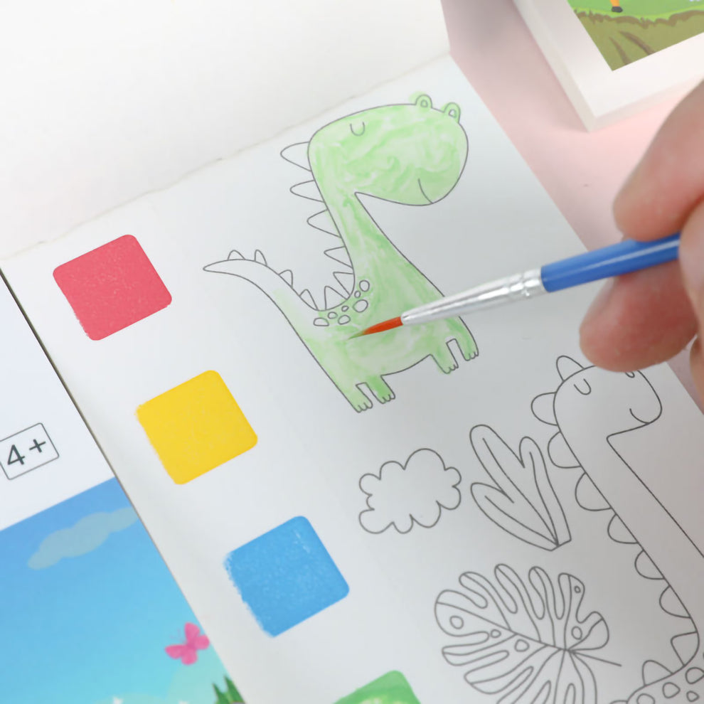 Mini watercolor painting book with brush
