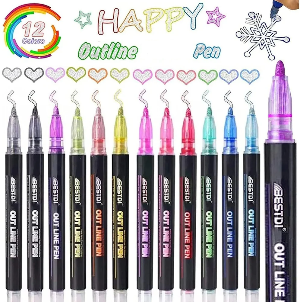 Outlining gel pens