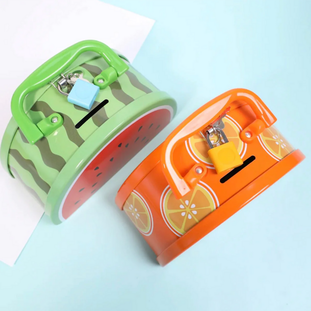 Fruit shape metal piggy bank