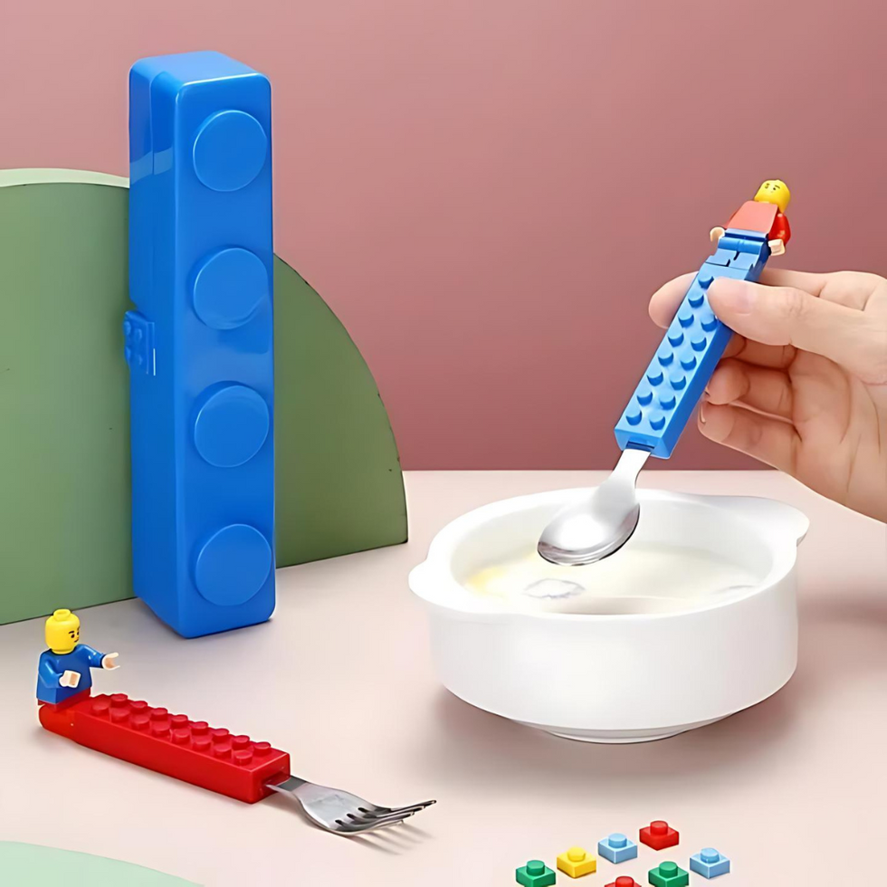 Lego design spoon fork set