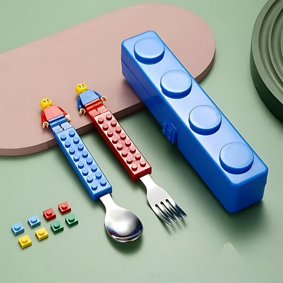 Lego design spoon fork set