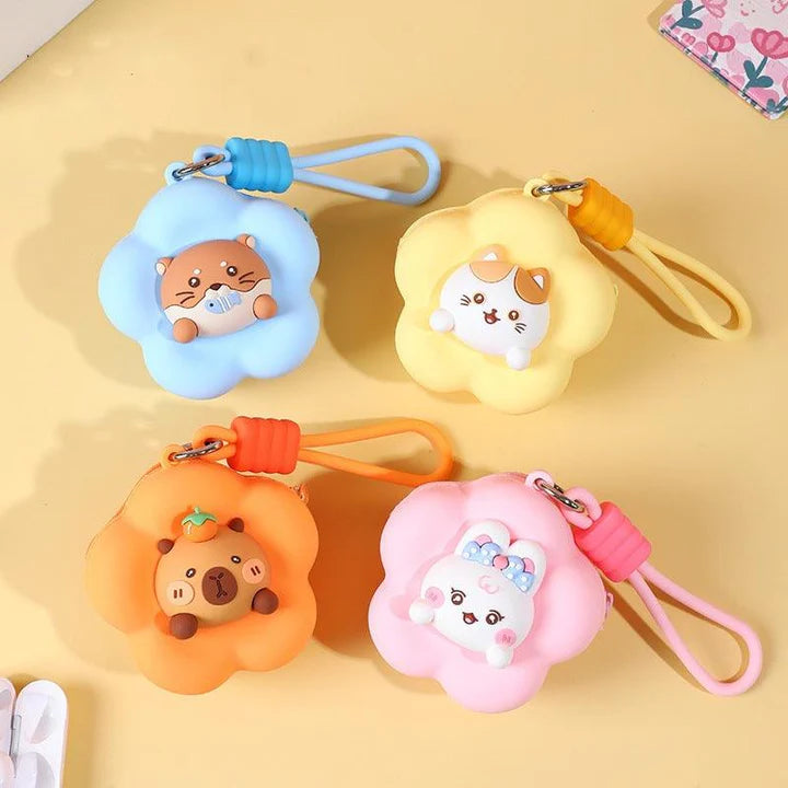 Kawaii Animal Silicone Keychain Coin Pouch – Cute Mini Bag Charm