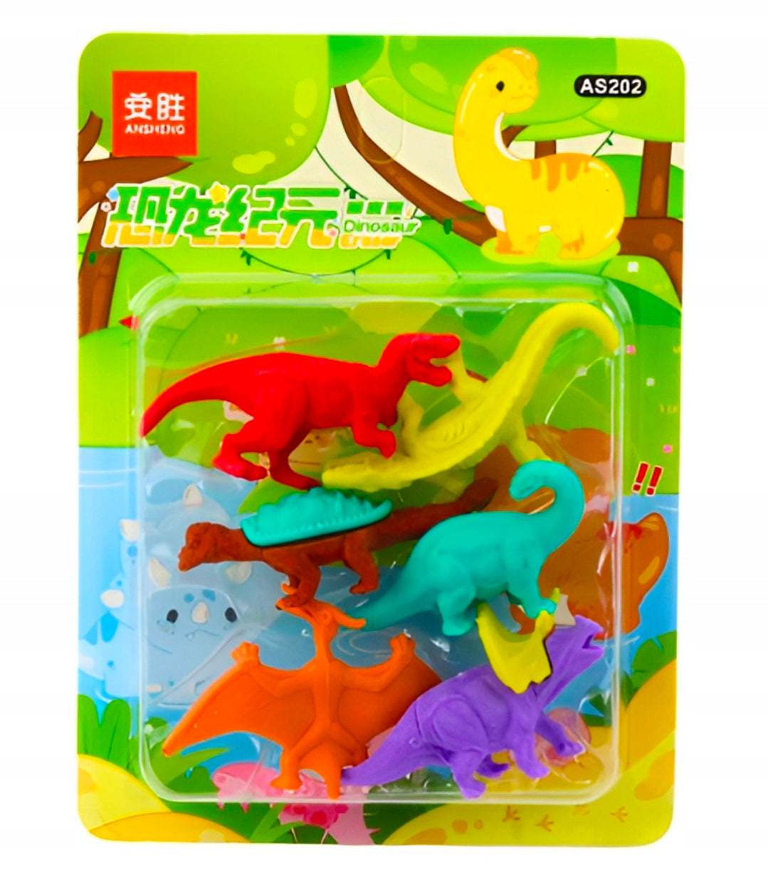 Dino erasers pack of 6