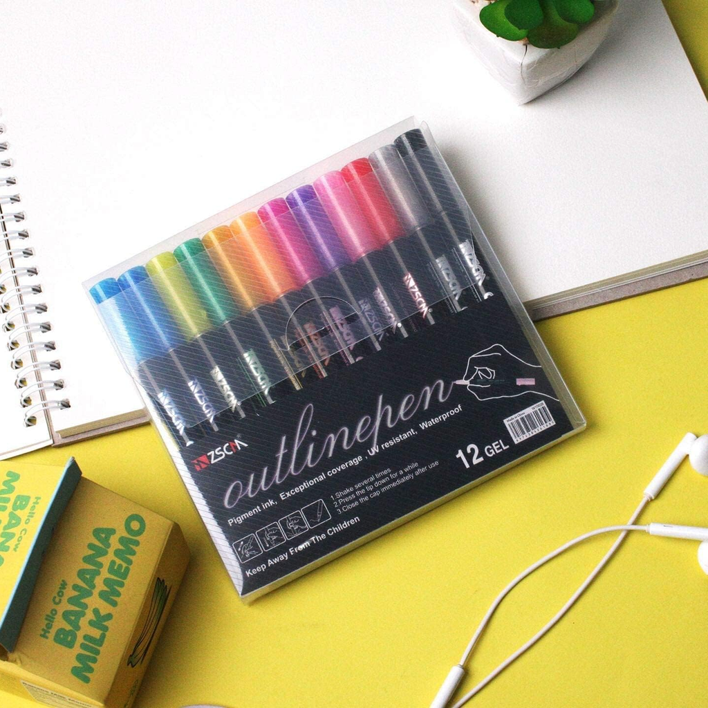 Outlining gel pens