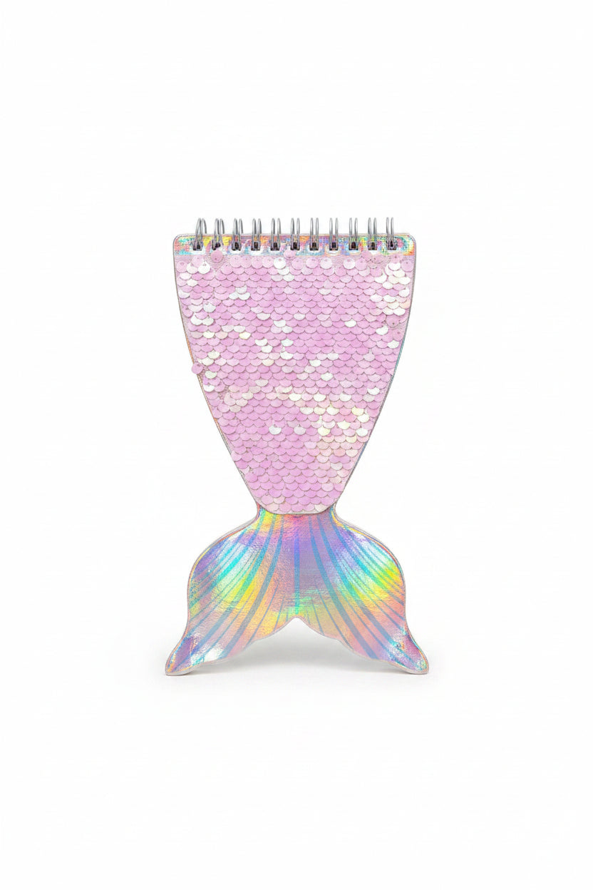 Mermaid Reversible Sequin Spiral Notebook – Holographic Glitter Mini Journal