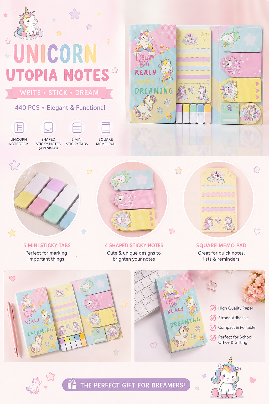 🦄 Unicorn Utopia Notes Set – Cute, Organized & Magical!
