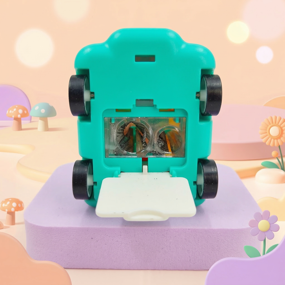 Pull back car shaped sharpner