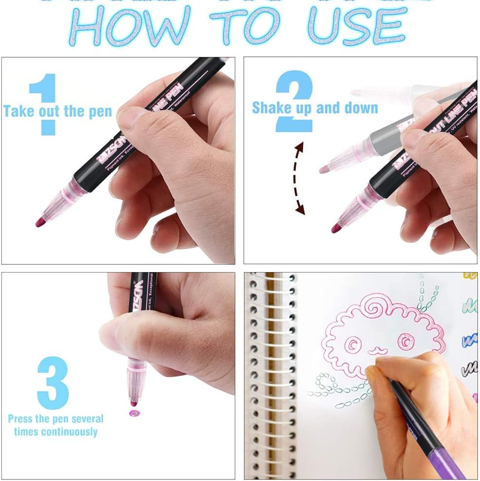 Outlining gel pens