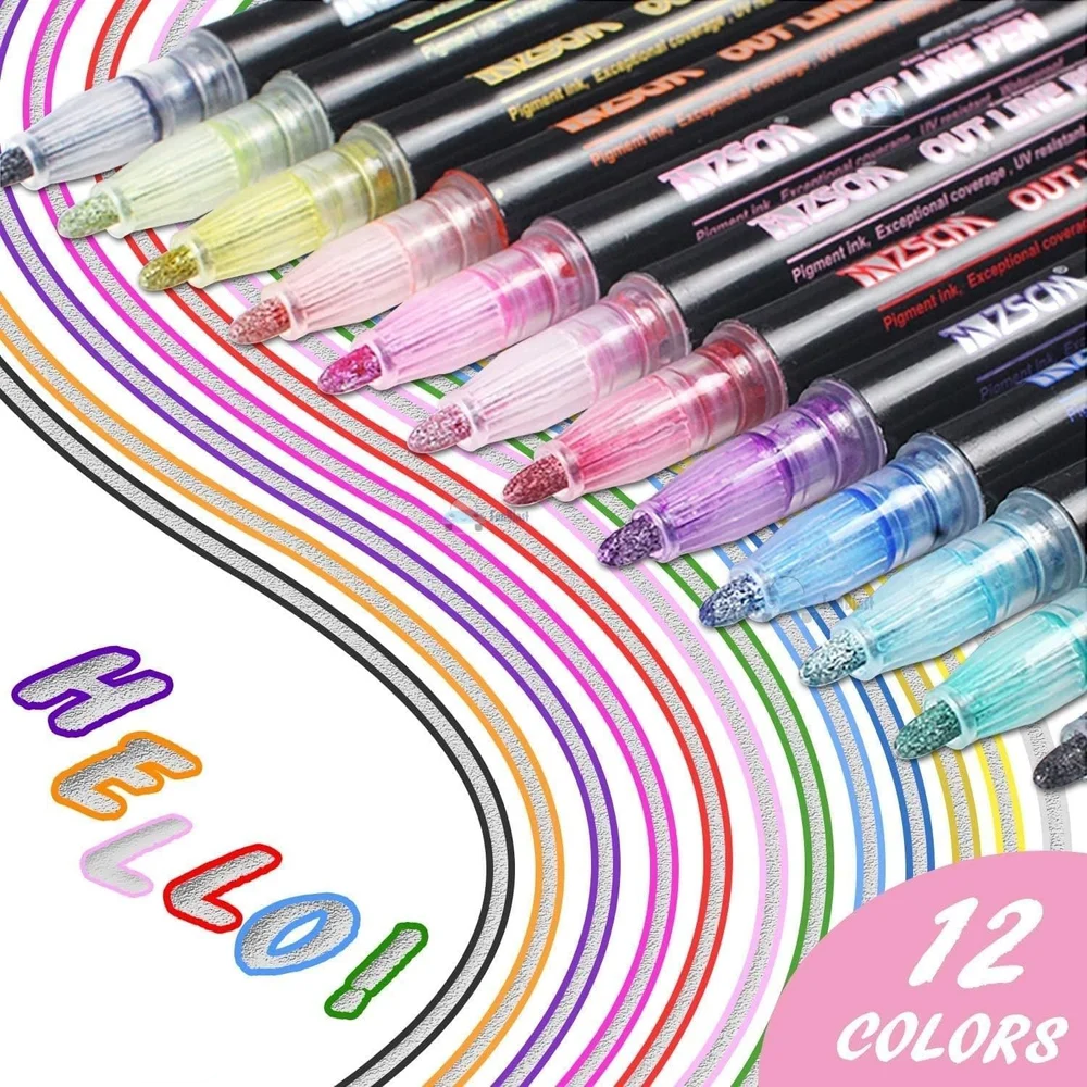 Outlining gel pens