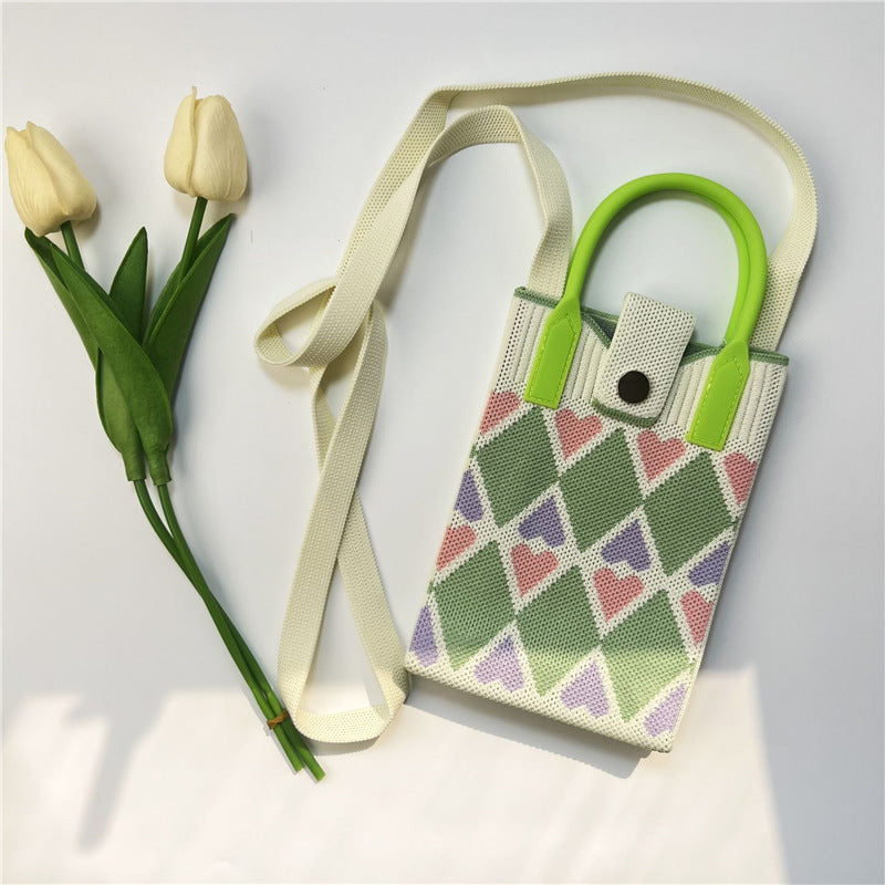 Knitted mobile pouch sling bag